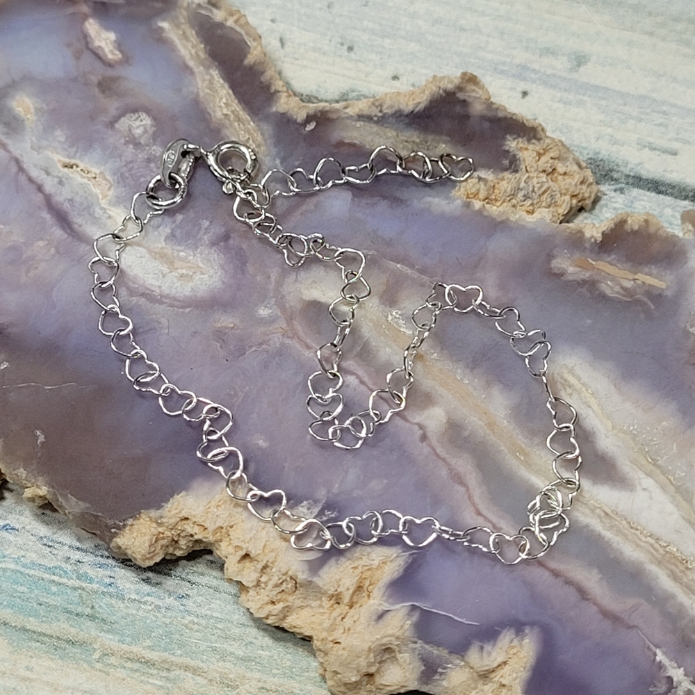 Elegant Silver Heart Chain Bracelet